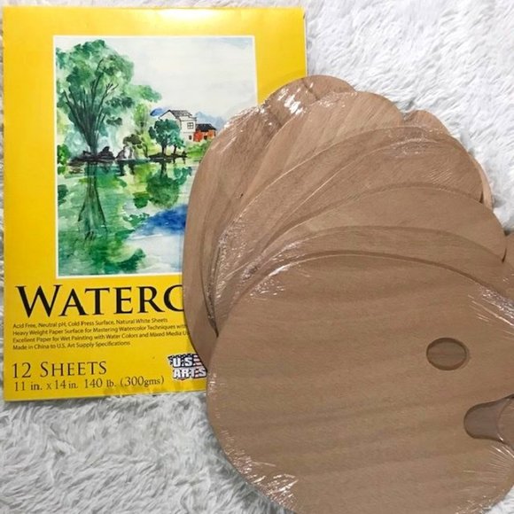 NWOT Strathmore 11 x 14 Heavy Weight Watercolor Pad and 8 Basswood Palette Set - Picture 1 of 9